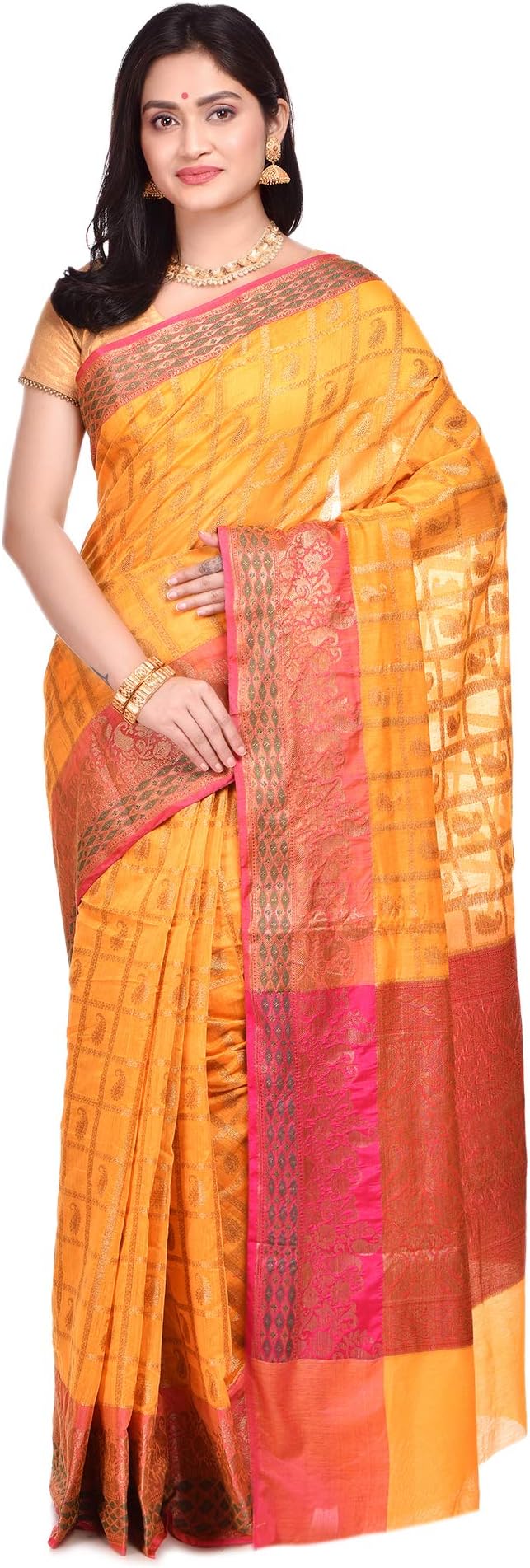 NaveeraCotton Silk Sarees For Women Indian Ethinc Banarasi Saree With Unstitched Blouse Piece