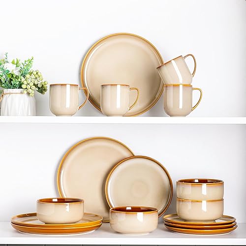 Miniatura 7 de LERATIO Juego de 4 tazas de café de cerámica de 12 onzas, tazas de café grandes de porcelana con mango grande para café con leche, capuchino, leche,