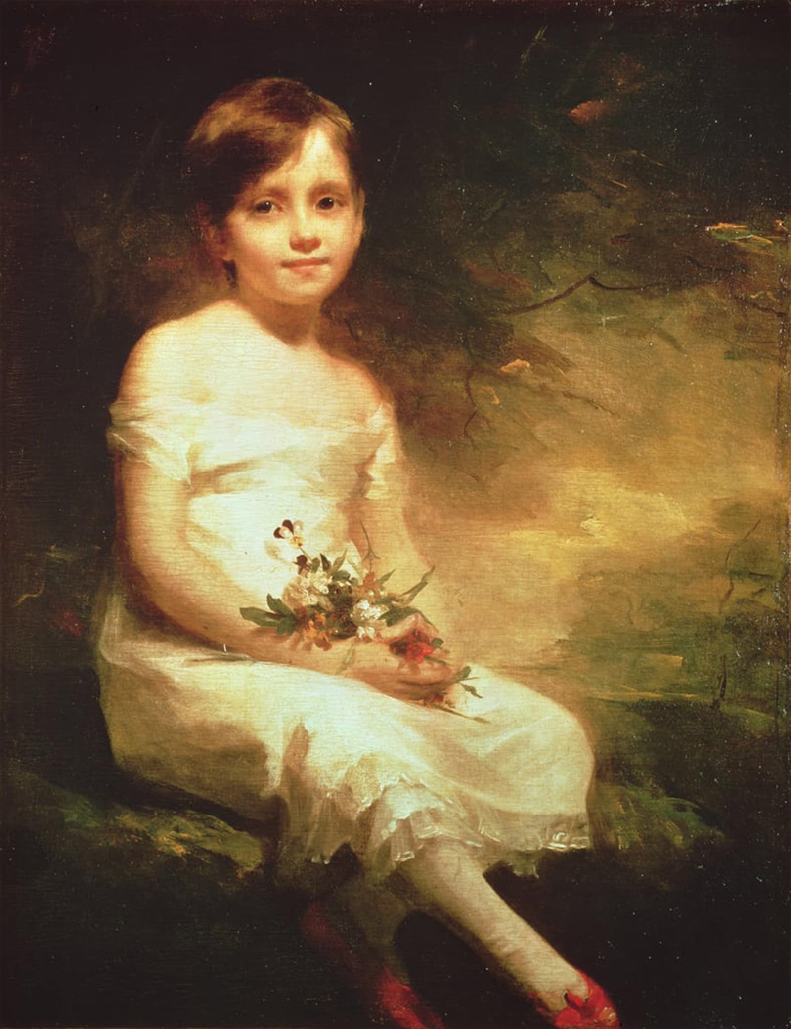 Serendipitp Girls No Frame Retro Picture Poster Wall Art Pictures Painting Little With Flowers Or Innocence Portrait Of Nancy Graham By Henry Raeburn Wall Art Canvas Print For Wall Decor 60X90cm