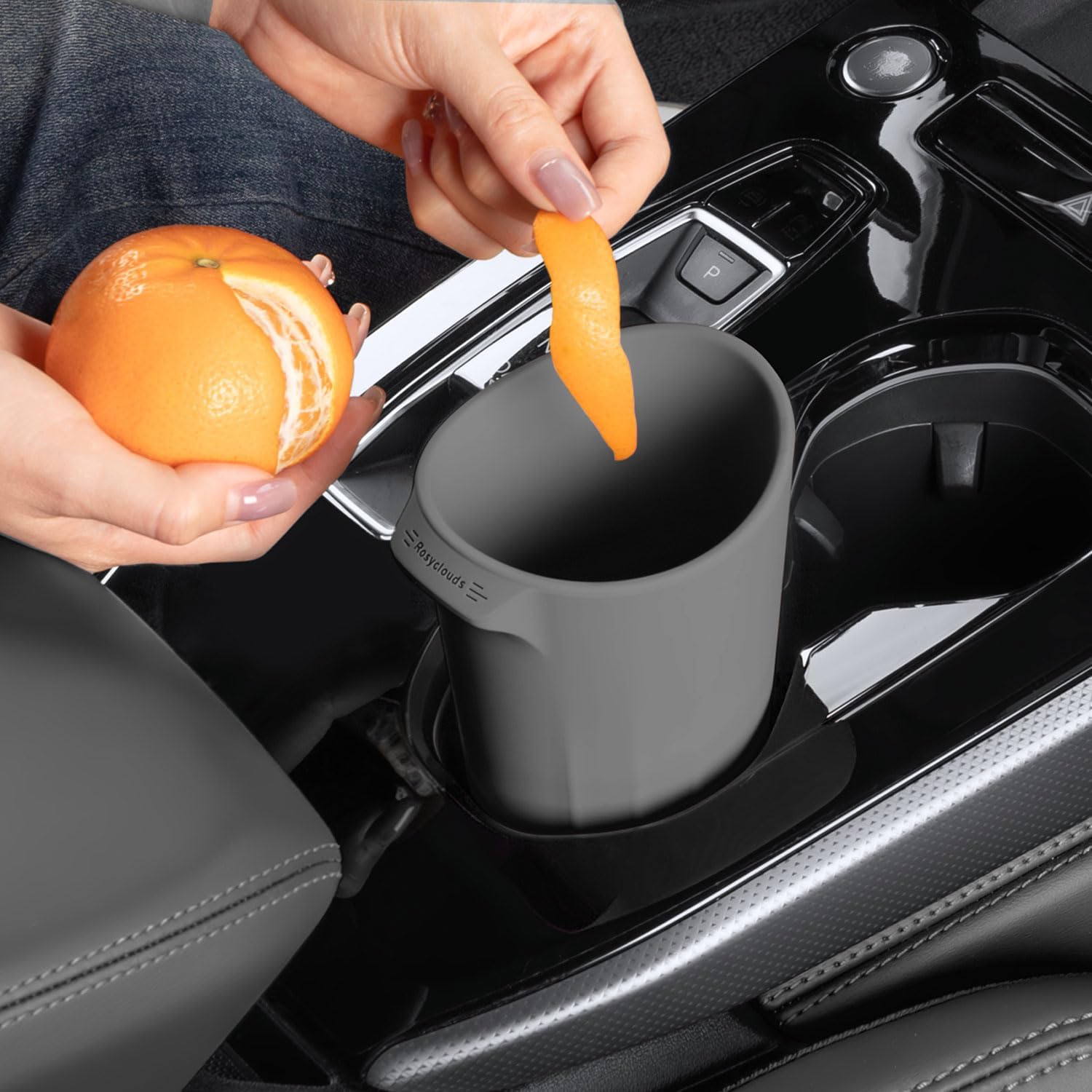 XmuxHai Car Trash Can, Silicone, Accessories for Interior Mini Garbage Can, Cup Holder Bin for Front and Rear Console, Door Pocket, Home Office Use, 2 Pack (Black)