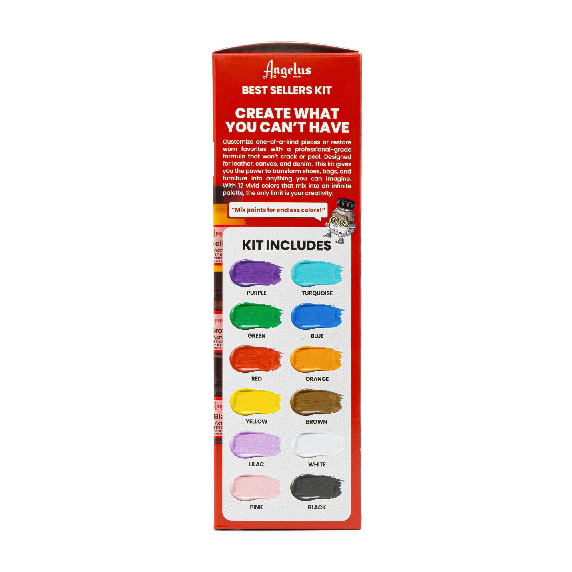 Angelus - Kit di partenza di colori acrilici per pelle, Multicolor, UK 1 Oz each