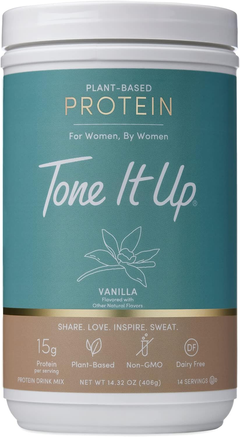 Tone It Up Organic Vegan Vanilla Protein Powder for Women | 100% Pea Protein Sugar Free Gluten Free | 15g of Protein | Supports Weight Loss and Lean Muscle | Kosher Non GMO | 11.36 Ounce