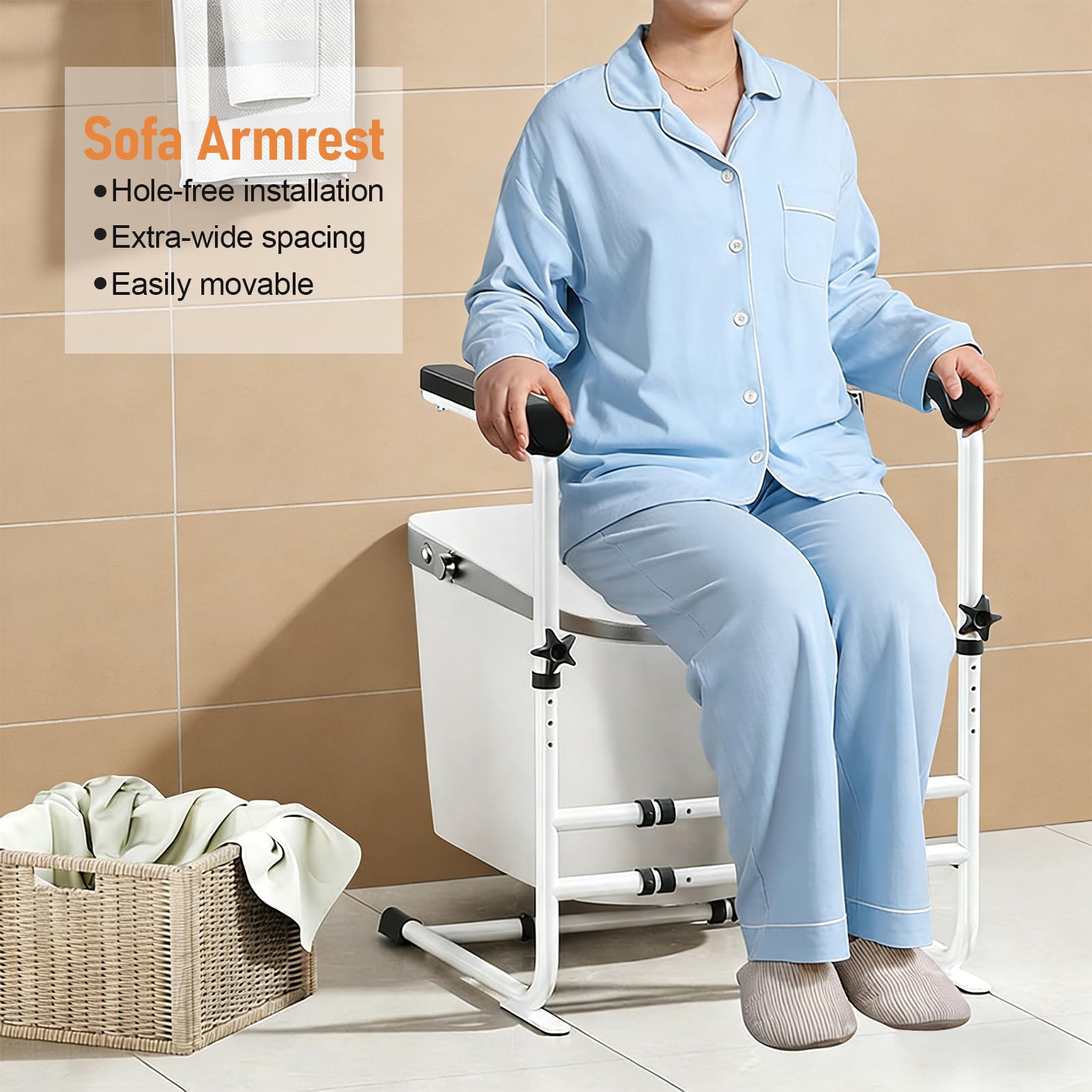 Ayuda para Levantarse del Sofá y Sillón para Personas Mayores, Soporte Ajustable con Capacidad de 200 kg, Altura y Anchura Regulables, Asas Antideslizantes – Ayuda a la Movilidad para Sillón y Sofá
