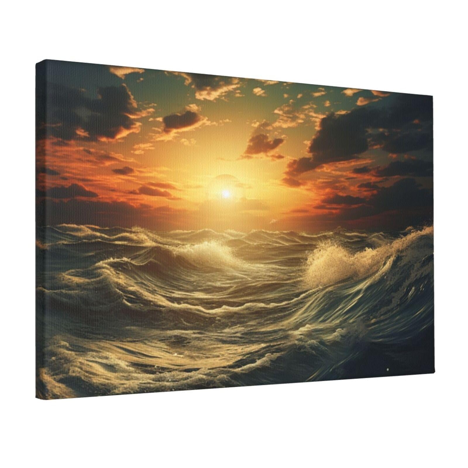 Canvas Wall Art for Living Room Wall Decor 12"x18" Modern Artwork Painting Pictures Hanging Canvas Prints Ocean After Storm Aesthetic Wall Art for Bedroom Bathroom Office Wallart Decor