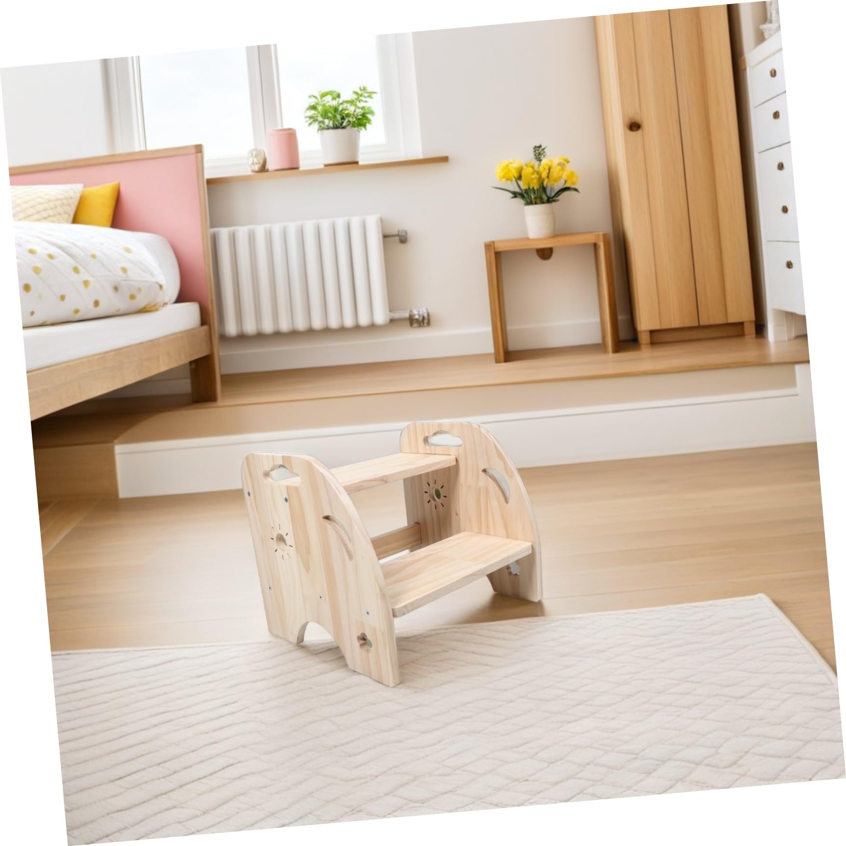 Taburete de Madera para Niños con 2 Escalones 38x32x32 Cm