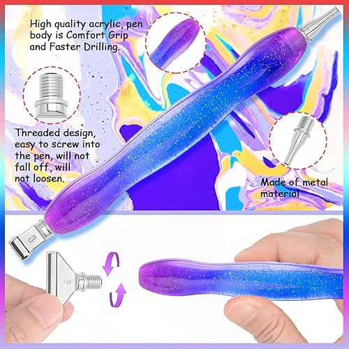 Miniatura 8 de Praise V Do Kit de bolígrafo de pintura de diamante con 6 tornillos de punta de metal plateado de acero inoxidable, 6 placeres de plástico, 6