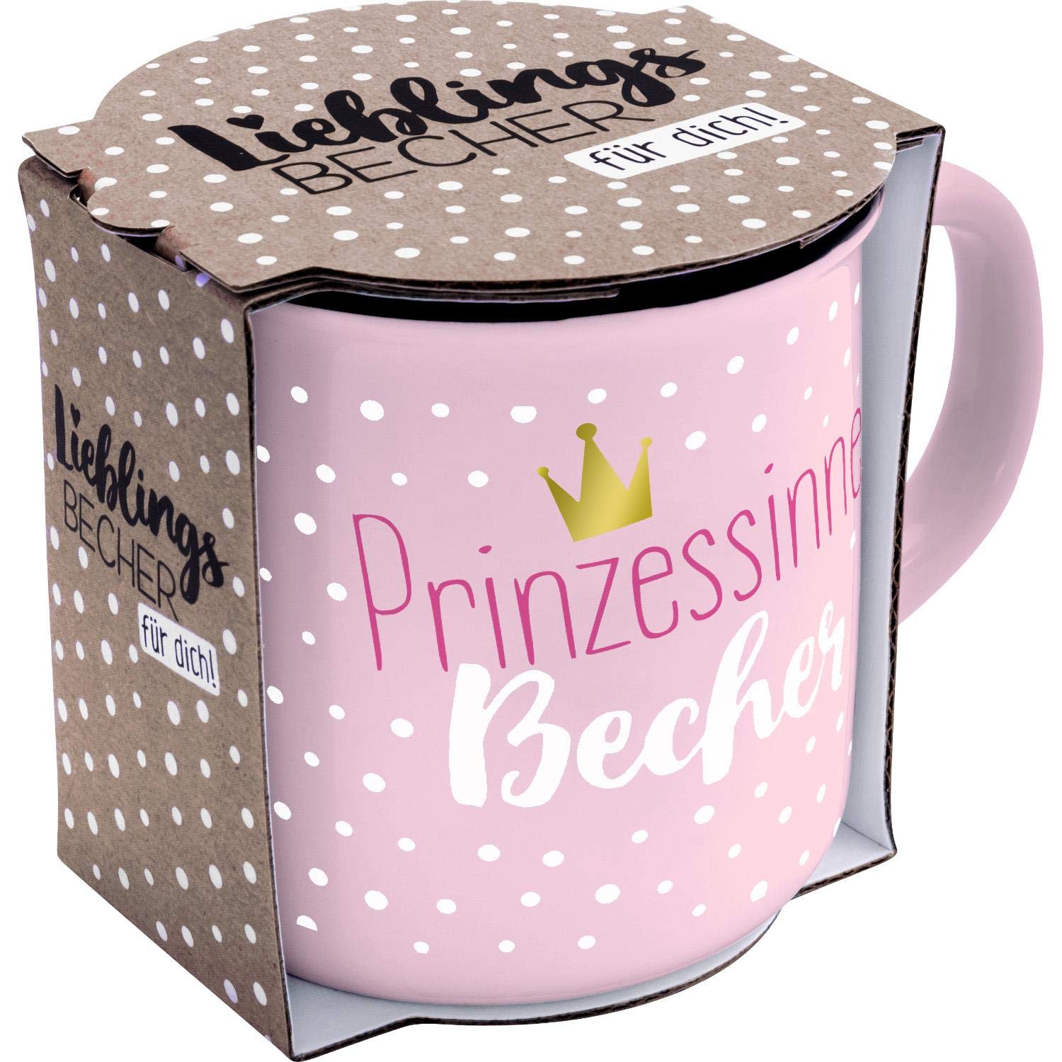 GRUSS & CO Mok motief Genieße | New Bone China porselein, emaille look, 35 cl | geschenk, ontbijt | 47895