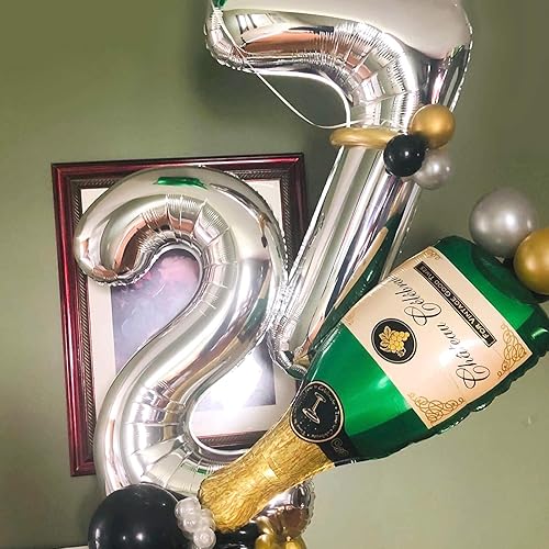 Miniatura 8 de Globo de número 5, color plateado, grande, gigante, jumbo, decoraciones de fiesta de 5 cumpleaños, globos de aluminio Mylar helio para niños, globos