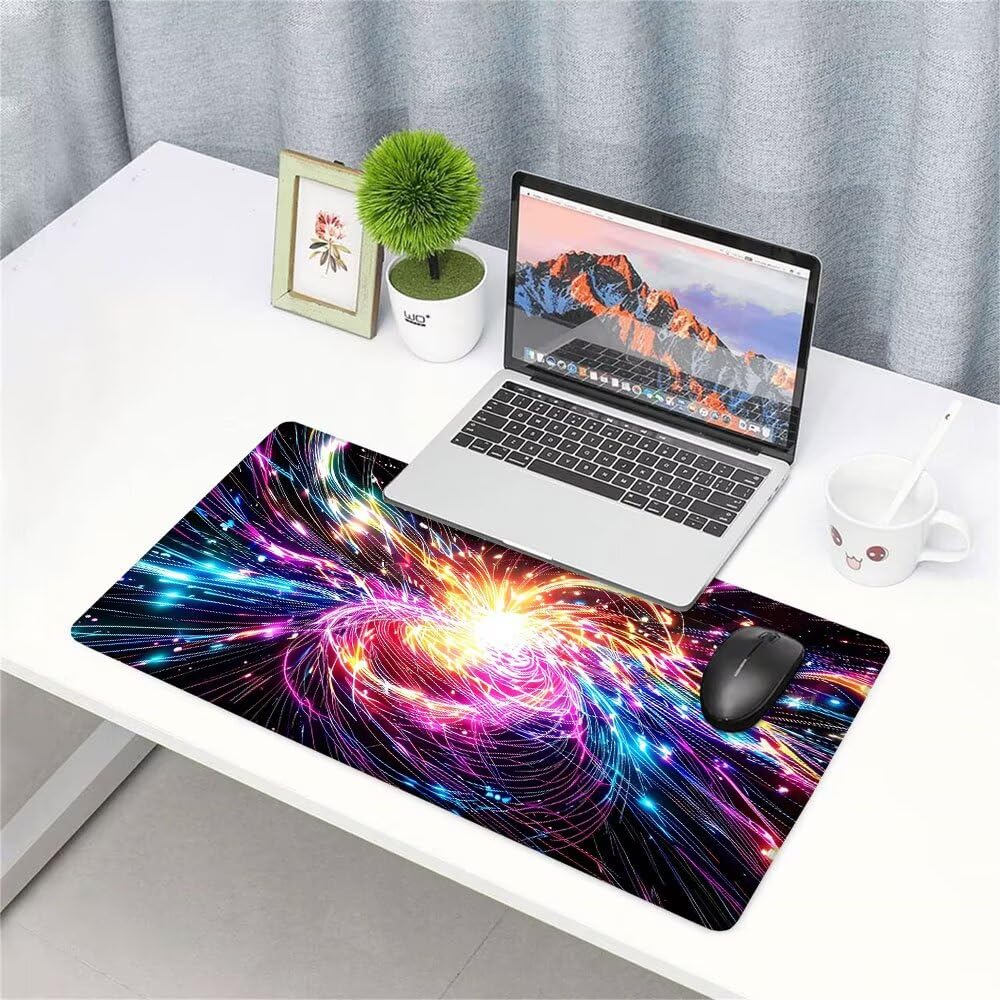 Alfombrilla de Mouse para Juegos, Nero, XXL, Antideslizante, Impermeable, Diseño de Astratto, Extendido, Grande, 1200x600x3mm, para PC, Laptop, Ufficio, Famiglia d-315