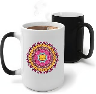 Cat Mandala Gift for Cat Lovers Colorful Mandala Design with Cute Kittens 11oz 15oz Color Changing Mug