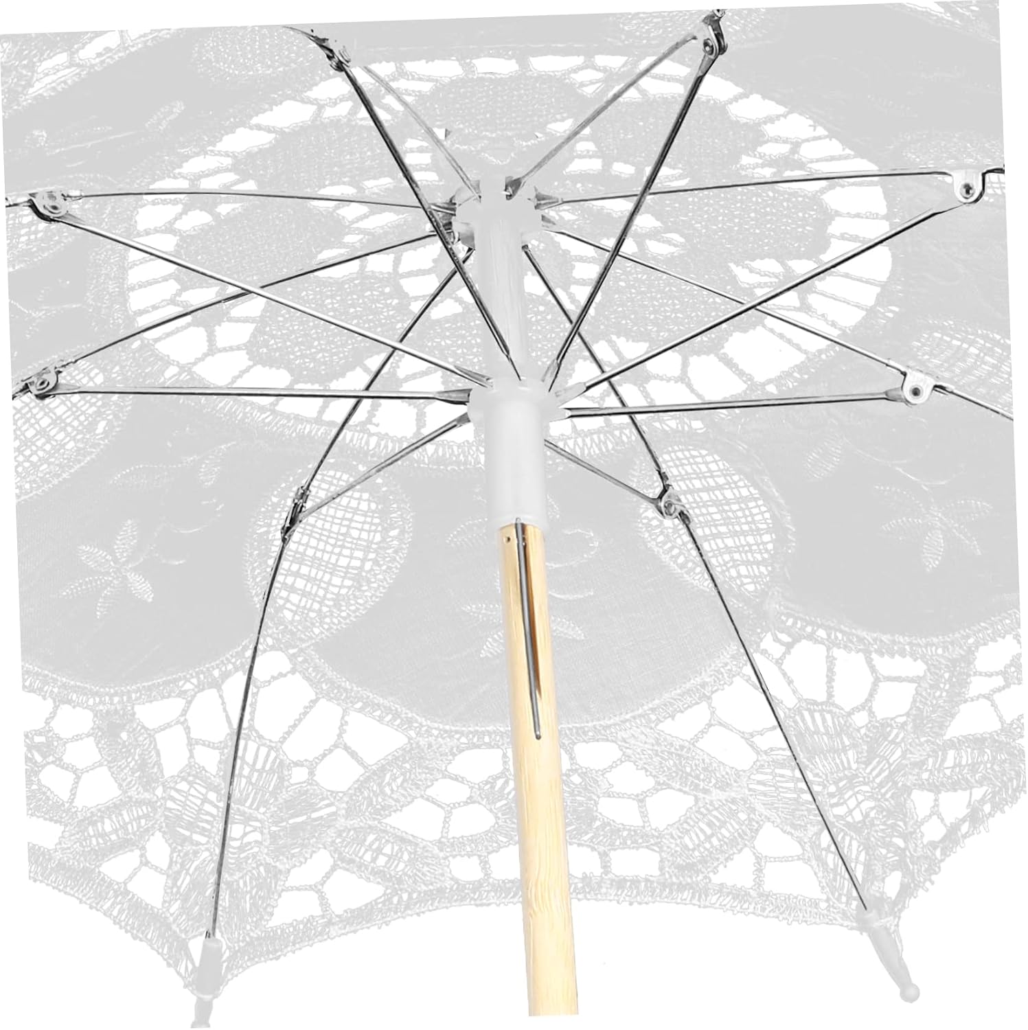 OUNONA Wedding Lace Parasol Umbrella Embroidered Cotton Sturdy Wedding Decoration for Brides Bridesmaids Flower Stick Umbrella for Parties Costume Props and Photography White