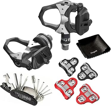 FAVERO Assioma UNO Upgraded Single-Sided Power Meter Pedals | Waterproof | Bluetooth and ANT+ Connectivity | Bundled with 1 Pair of Black Cleats, 1 Pair of Red Cleats and Cleaning Cloth