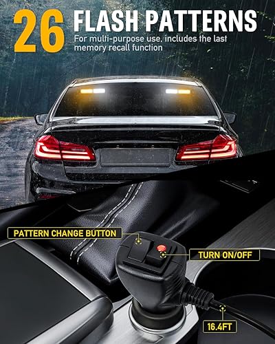 Miniatura 4 de HLauto Barra de luz estroboscópica de emergencia 1002L para asesor de tráfico: luz intermitente de advertencia de seguridad de 40 LED, visera N.° 01