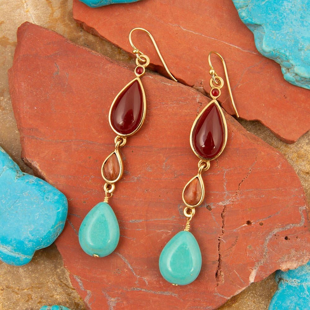 Barse Jewelry Santa Fe Blue Magnesite Golden Drop Earrings