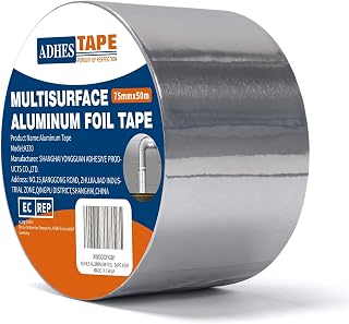 ADHES Premium Aluminum Foil Tape, 3 Inch x 164 Feet (55 Yards) | Heat Proof Tape Withstand from 80°C to 100°C, Metal Duct Tape for HVAC, Sealing & Patching, Dryer Vents Pipe