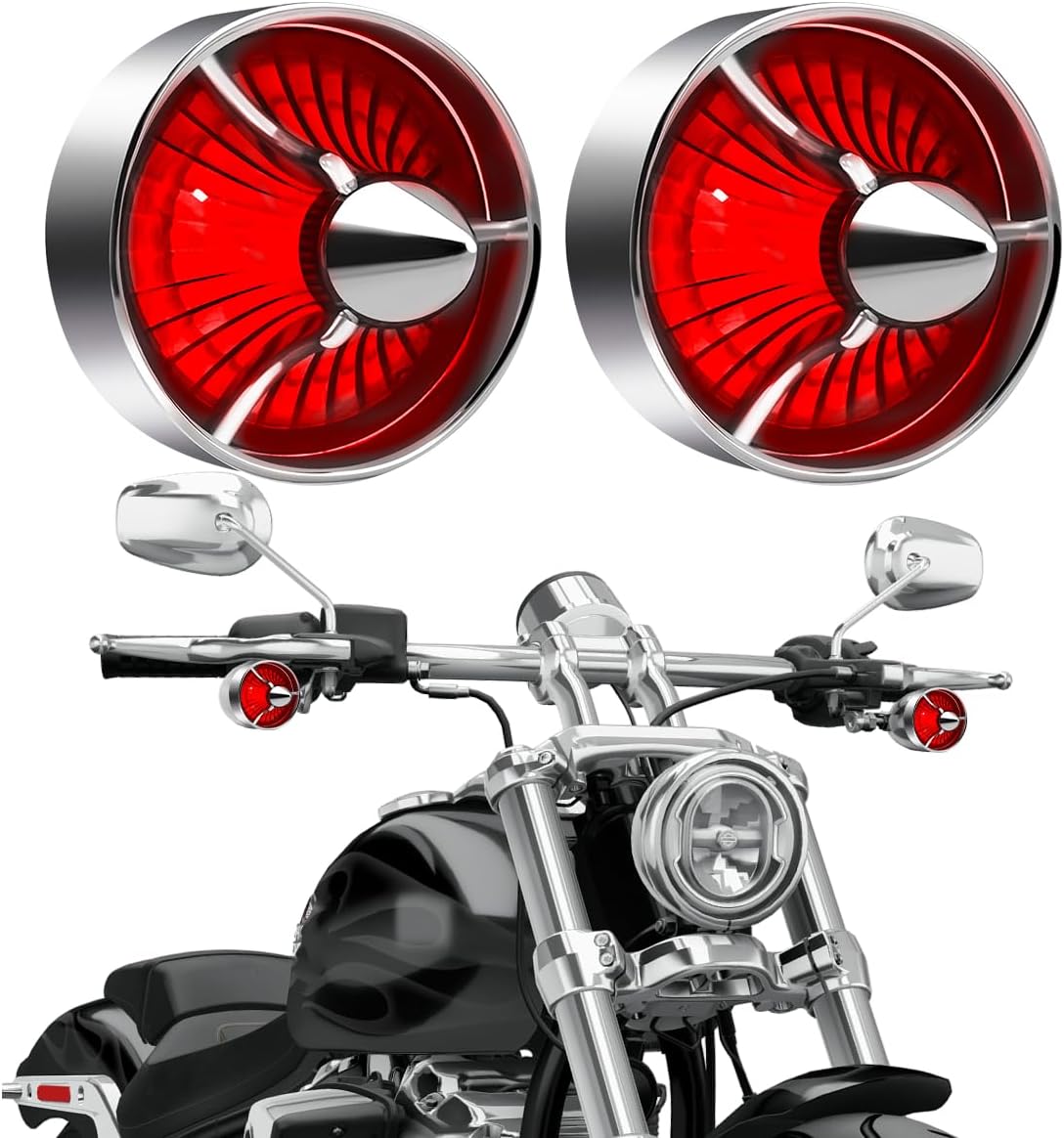 Motorcycle Turn Signal 2" Turbo Red Lenses Clip-On 2 pack Rear Tail Light Lens Covers for Harley Softail Street Road Glide Fat boy Sportster Dyna Deluxe(Red)