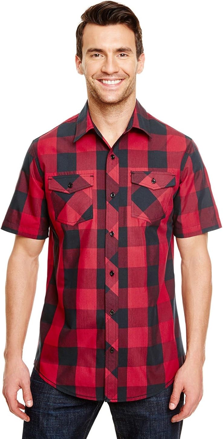 Burnside Buffalo Plaid Woven Shirt (B9203) at  Men’s Clothing store