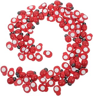 Housoutil 300 Piezas Mini Mariquitas de Madera Autoadhesivas Adornos Planos Rojos Duraderos para Manualidades DIY Decoración de Fiestas y Álbumes