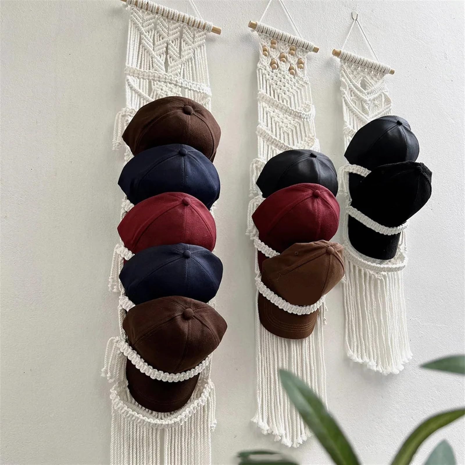 Makramee handgewebte Baumwollseil Wandteppich Home Decor weiß Wandbehang Dekoration Kunst Für die Dekoration von Wänden(130cm)