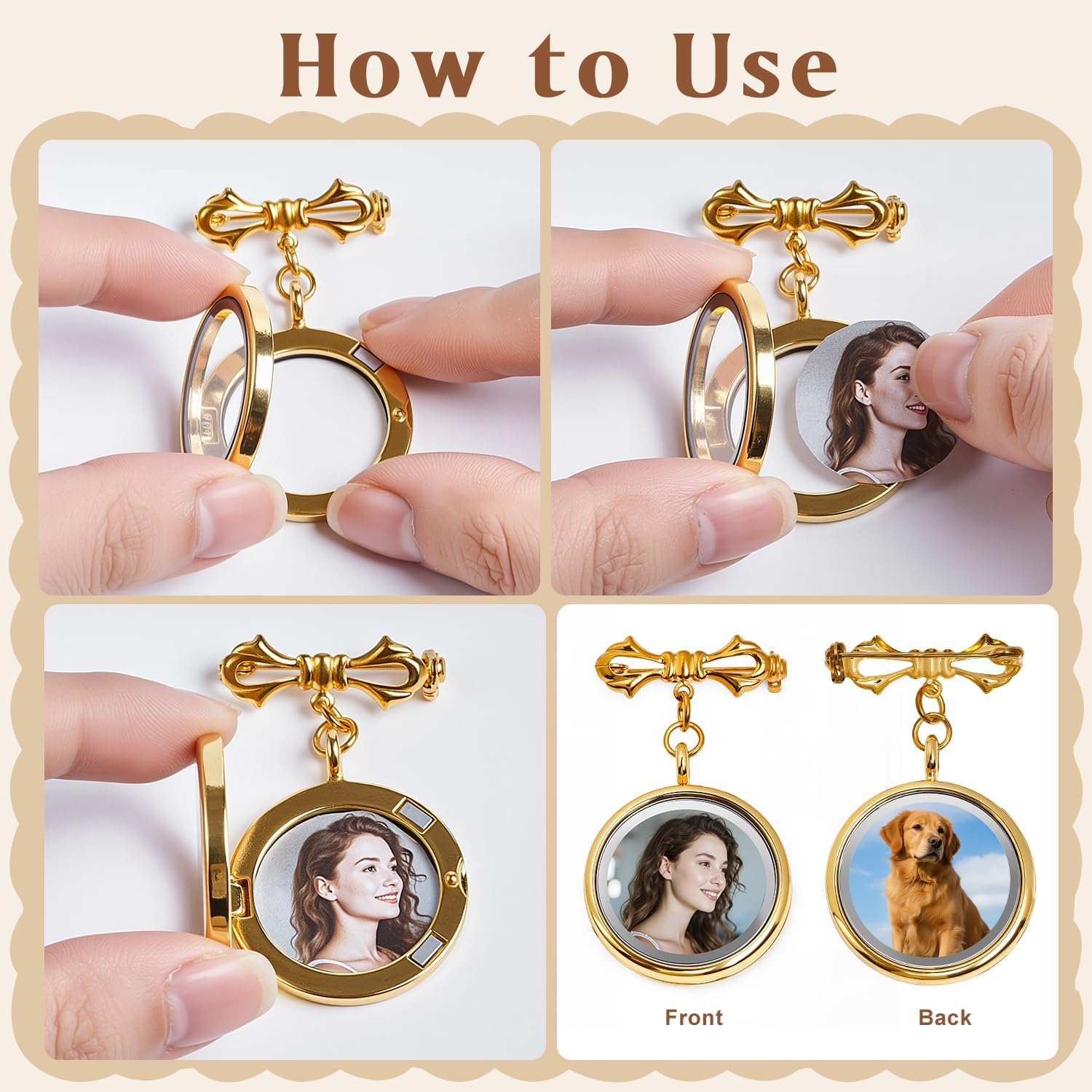 Wedding Bouquet Photo Charms, Bridal bridegroom Charm DIY Pin Brooch Making Kit Bouquet Picture Charm for Wedding Memory Friend Graduation Gift - Image 6