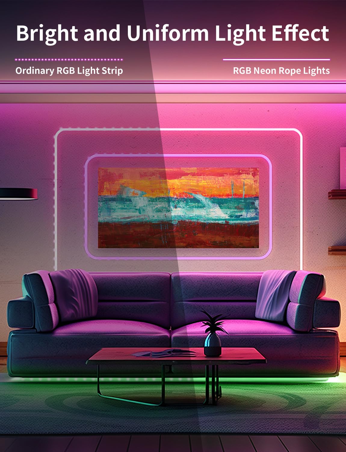 Lucienstar 10M 24V RGB Neon Rope Light IP67 Waterproof LED Strip Lights with Remote & APP Control - Image 4