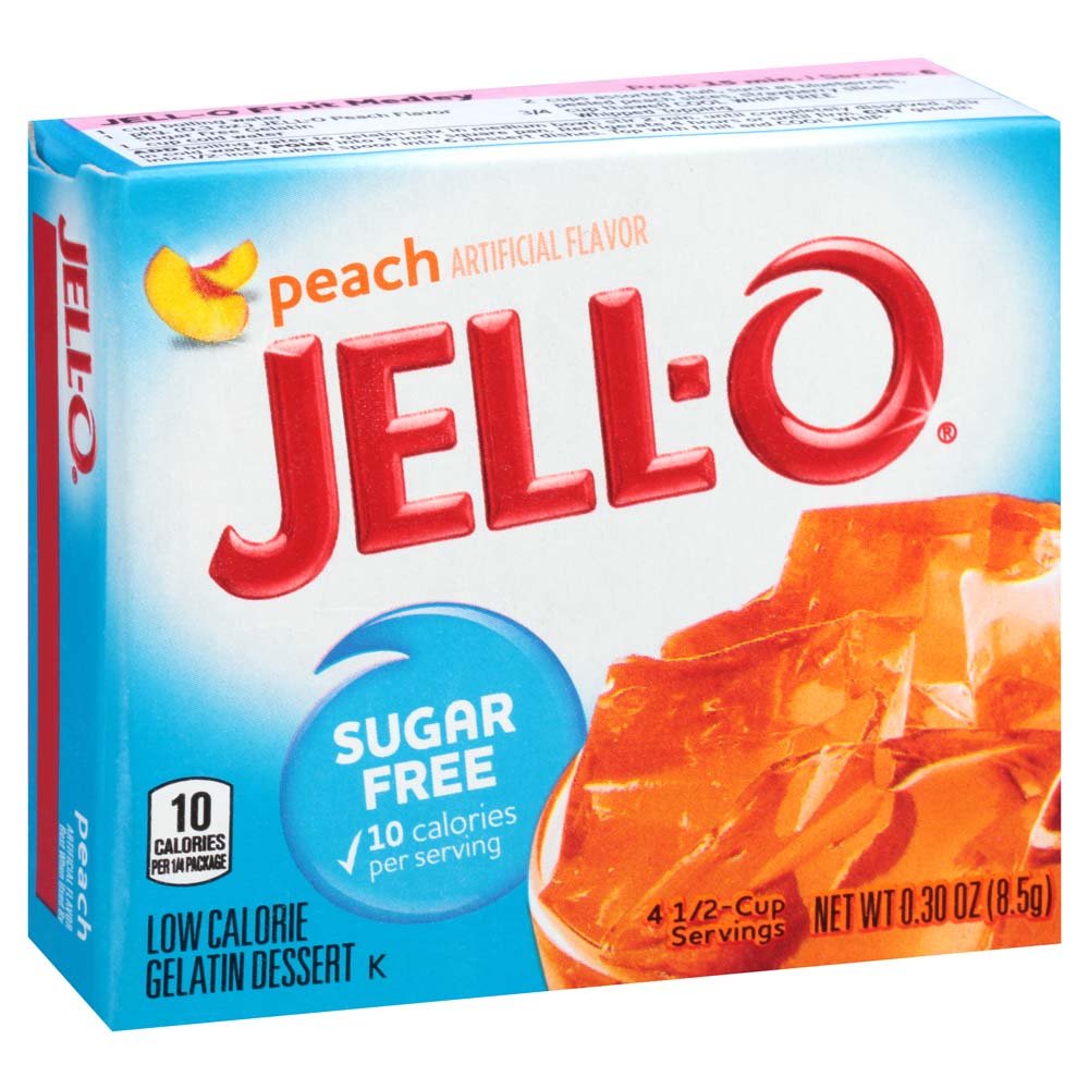 JELL-O Sugar-Free Gelatin Mix, Peach, 6 Count, 1.8 Ounce