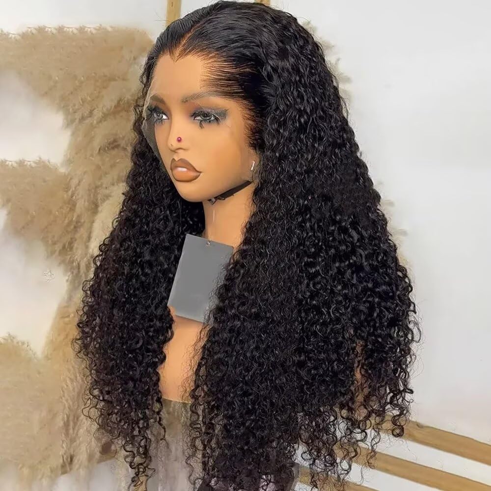 New Trend Lagos Hairline Deep Wave Human Hair Wig Lagos m Shaped 180 Density Water Wave HD Transparent 13x4 Glueless Lace Front Brazilian Virgin Human Hair Wig PrePlucked with Invisible Bleached Knots