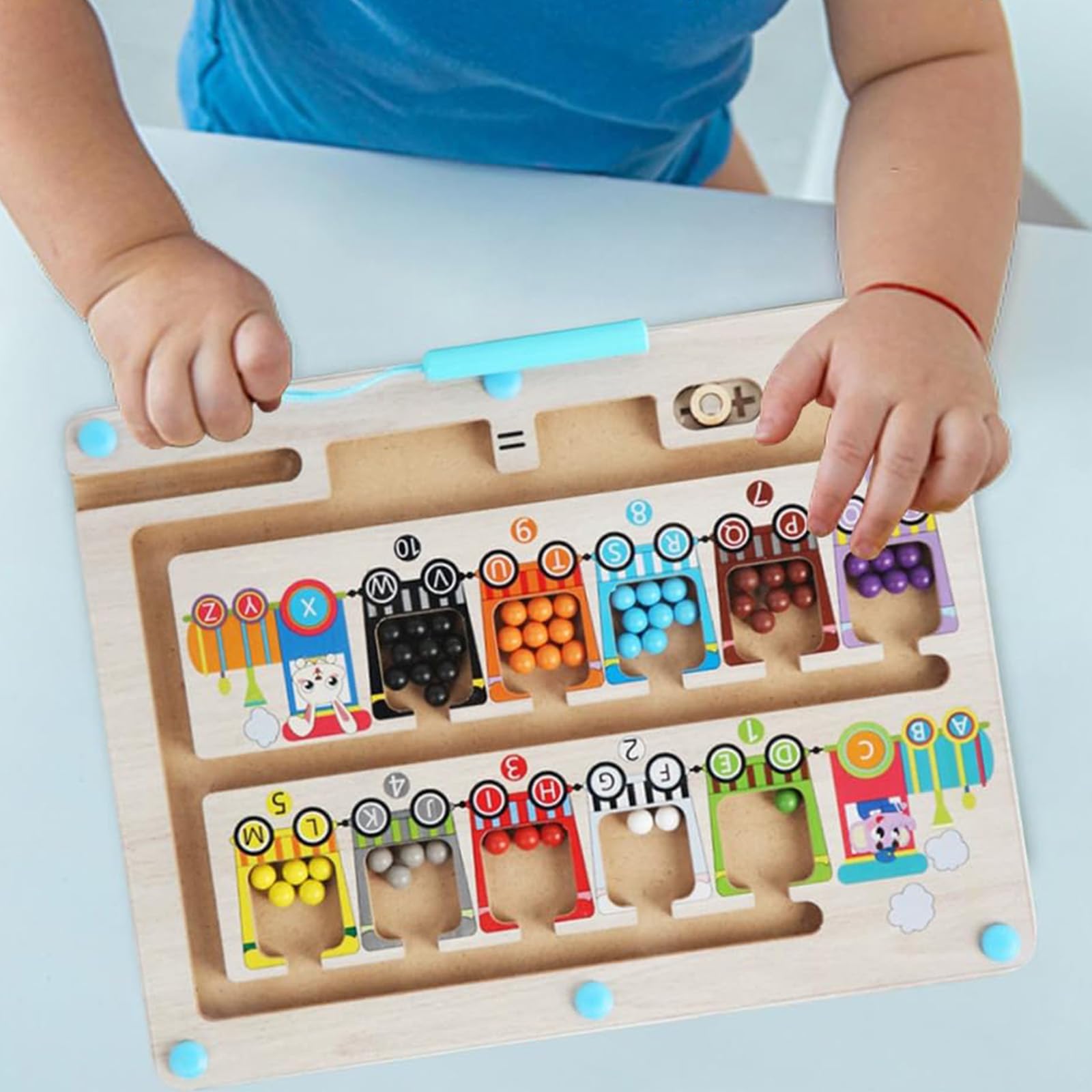 Labyrinthe Magnétique Chiffres & Couleurs – Jouet Montessori Bois Éducatif 2-5 Ans, Motricité Fine & Apprentissage Ludique