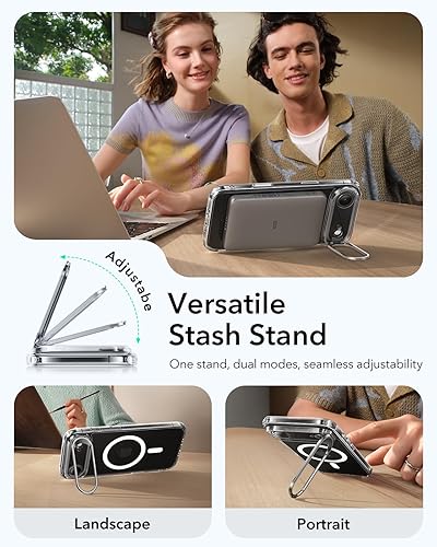 Vista 115 de ESR - Funda para iPhone 15 compatible con MagSafe, funda protectora de grado militar con soporte integrado, cubierta trasera resistente a