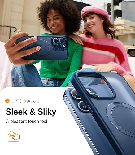 Miniatura 6 de TORRAS Funda magnética Ostand para iPhone 15 Pro Max, probada contra caídas de grado militar compatible con MagSafe Soporte integrado translúcido