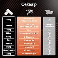 Vista 5 de 21 in 1 Liposomal 12 Active Types Magnesium Complex 1400mg (Glycinate,Citrate,Malate etc) Capsule -with Vitamin D3, B6, B12, Ashwagandha & CoQ10 for