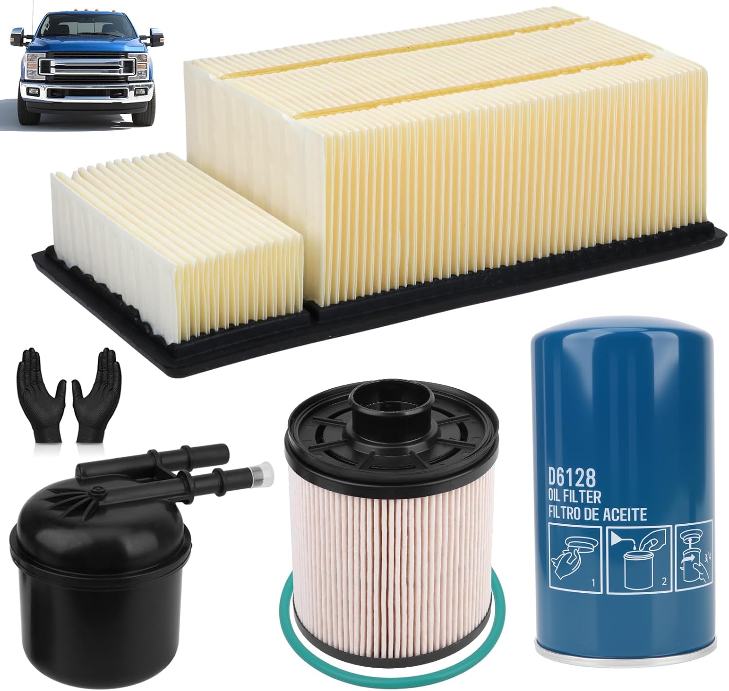 6.7L Diesel Filter Kit Compatible with Ford F250 F350 F450 F550 Super Duty Truck (2011-2016) Complete Air, Oil & Fuel Filter OEM Replaces FD-4615, FL2051S, FA1902, P6128 Engine Protection