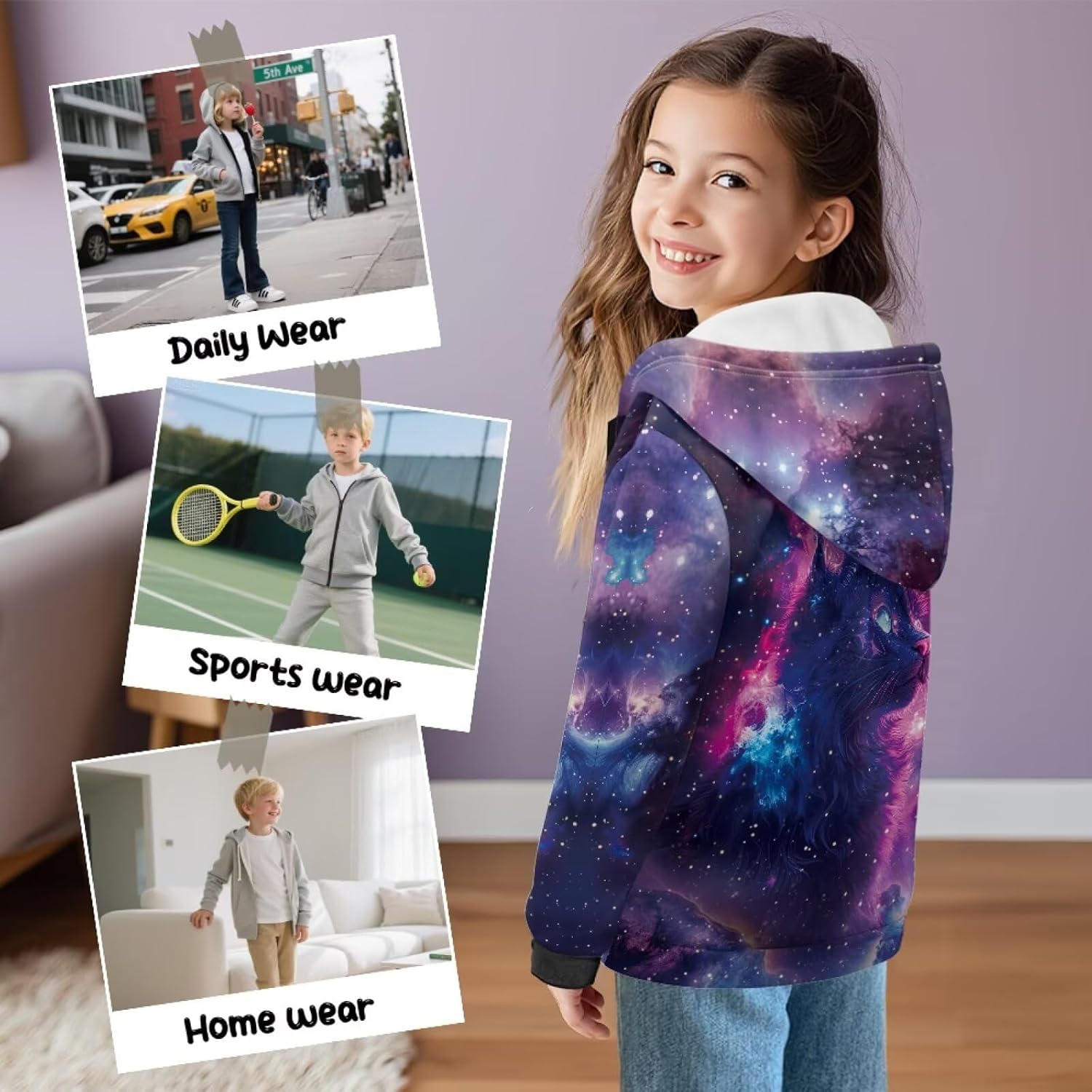 Girls Zip Up Hoodies Hooded Neck Pullover Sweatshirts for Teen Kids Casual Long Sleeve Fall Winter Outerwear