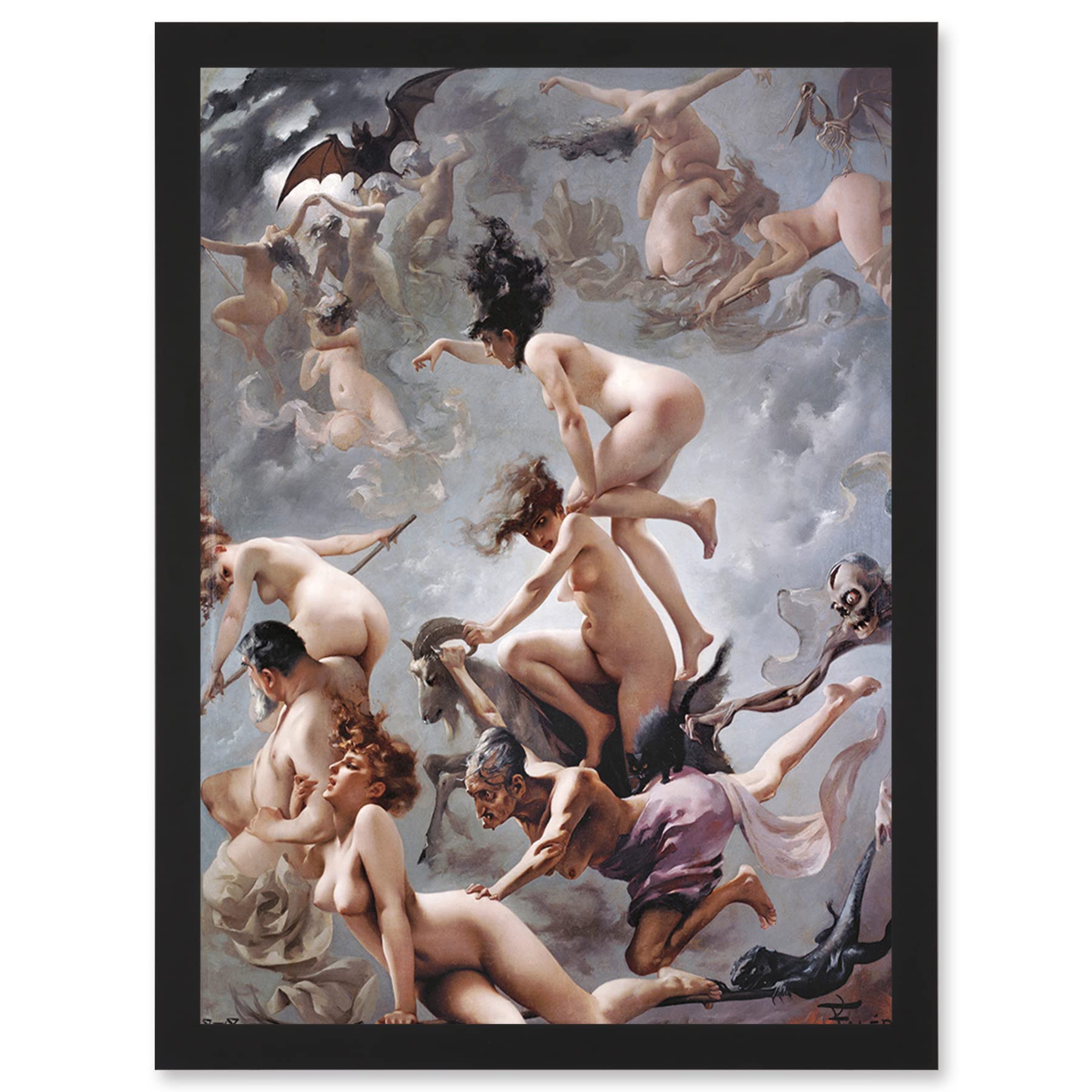 Artery8 Falero Witches Going To Their Sabbath Painting Artwork Framed A3 Wall Art Print