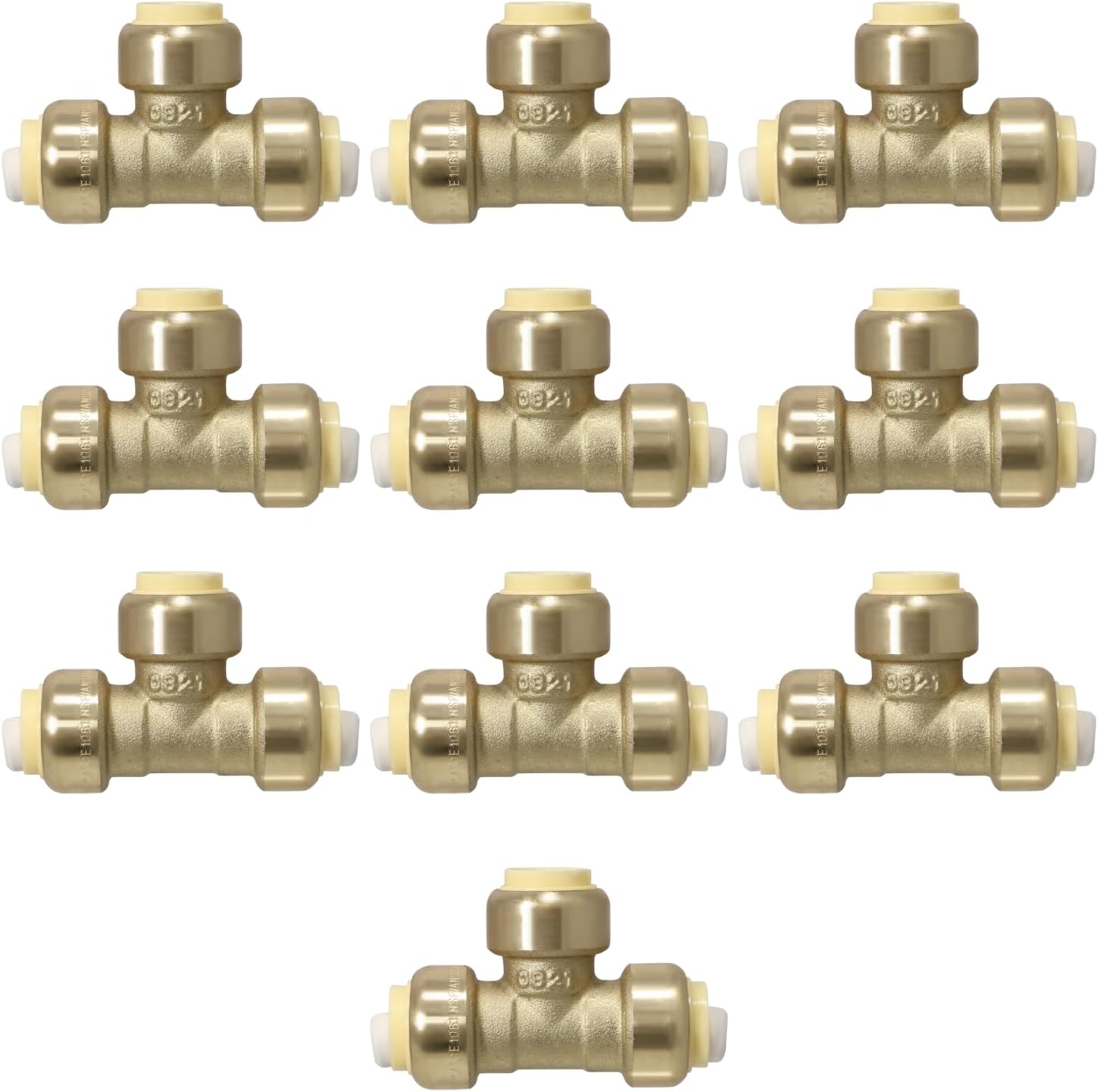XFITTING 1/2 inch x 1/2 inch x 1/2 inch Push Fit Tee, Push to Connect Tee, 28-5-2=10XX, 10 Pieces
