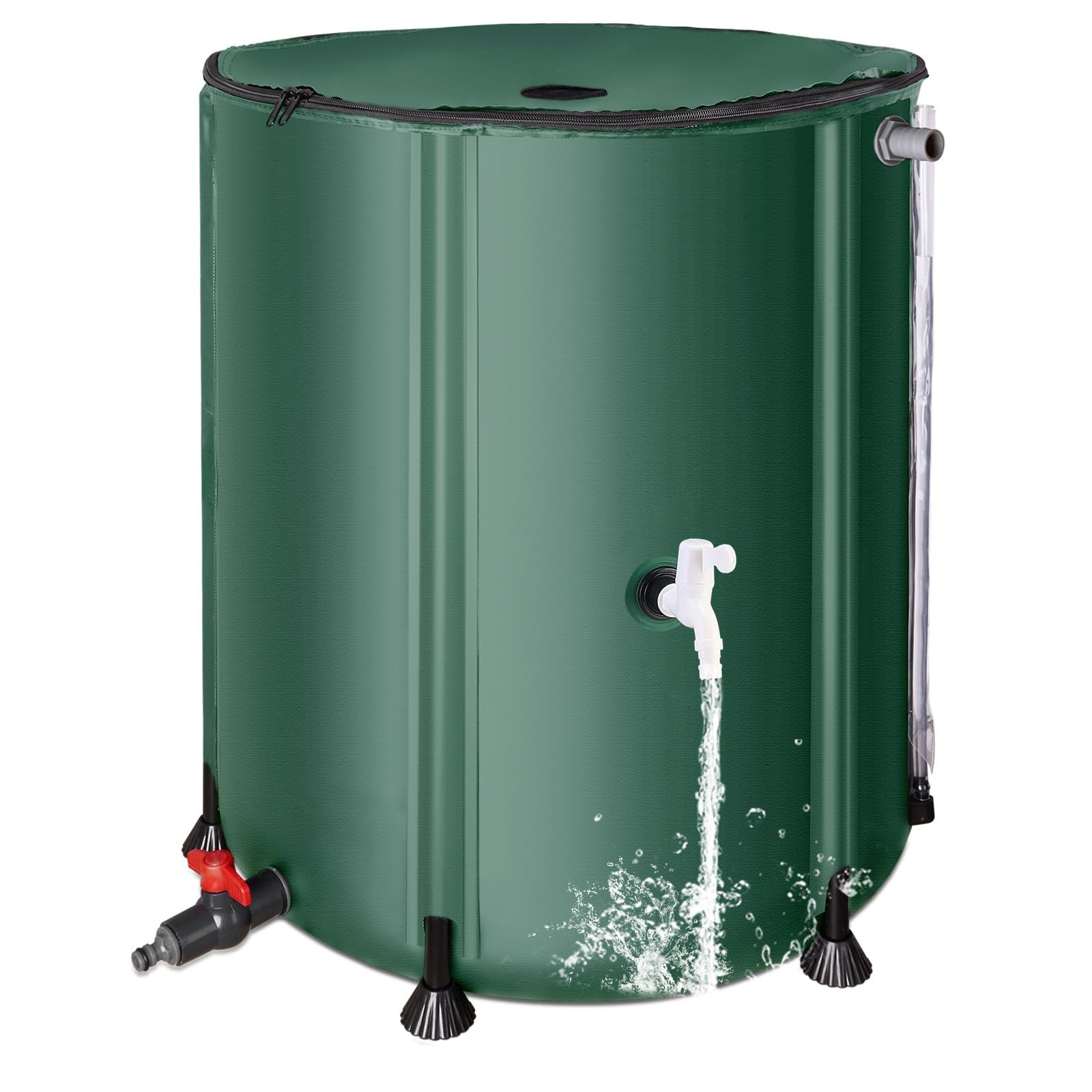 Collapsible Rain Barrel Water Collection System - 53 Gallon Portable Water Storage Tank,Foldable Rainwater Collect System Downspout, Water Catcher Container with Filter, Spigots&Overflow Kit
