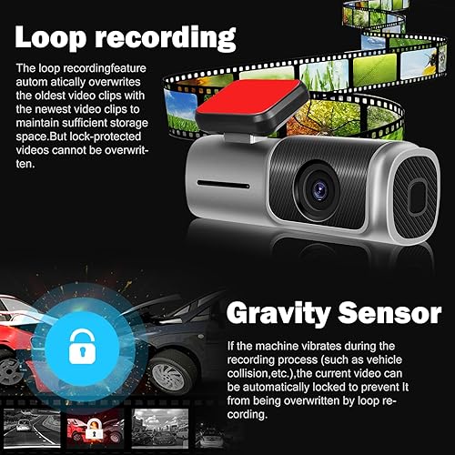 Miniatura 3 de Cámara de tablero de 2.5K 1440P para automóviles, mini cámara frontal con control de aplicación, gran angular de 150WDRHDRsensor Ggrabación de