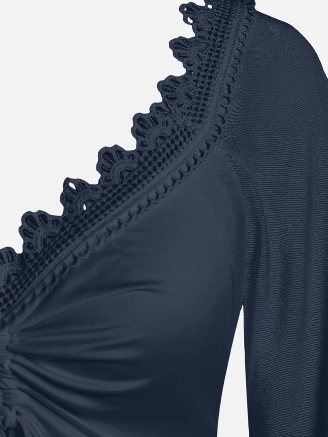 ROSE GAL Women Plus Size Lace Trim Hollow Out Cinched Flare Sleeves T-Shirt Bell Sleeves Renaissance Top