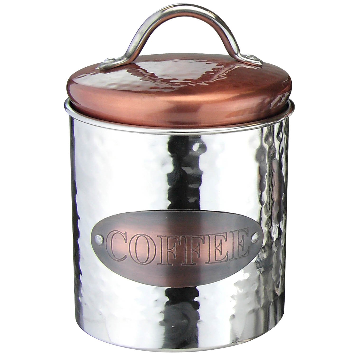 Apollo The Housewares Brand Copper/Silver Apollo Canister Coffee, Stainless Steel, 9.7X14.3x9.7