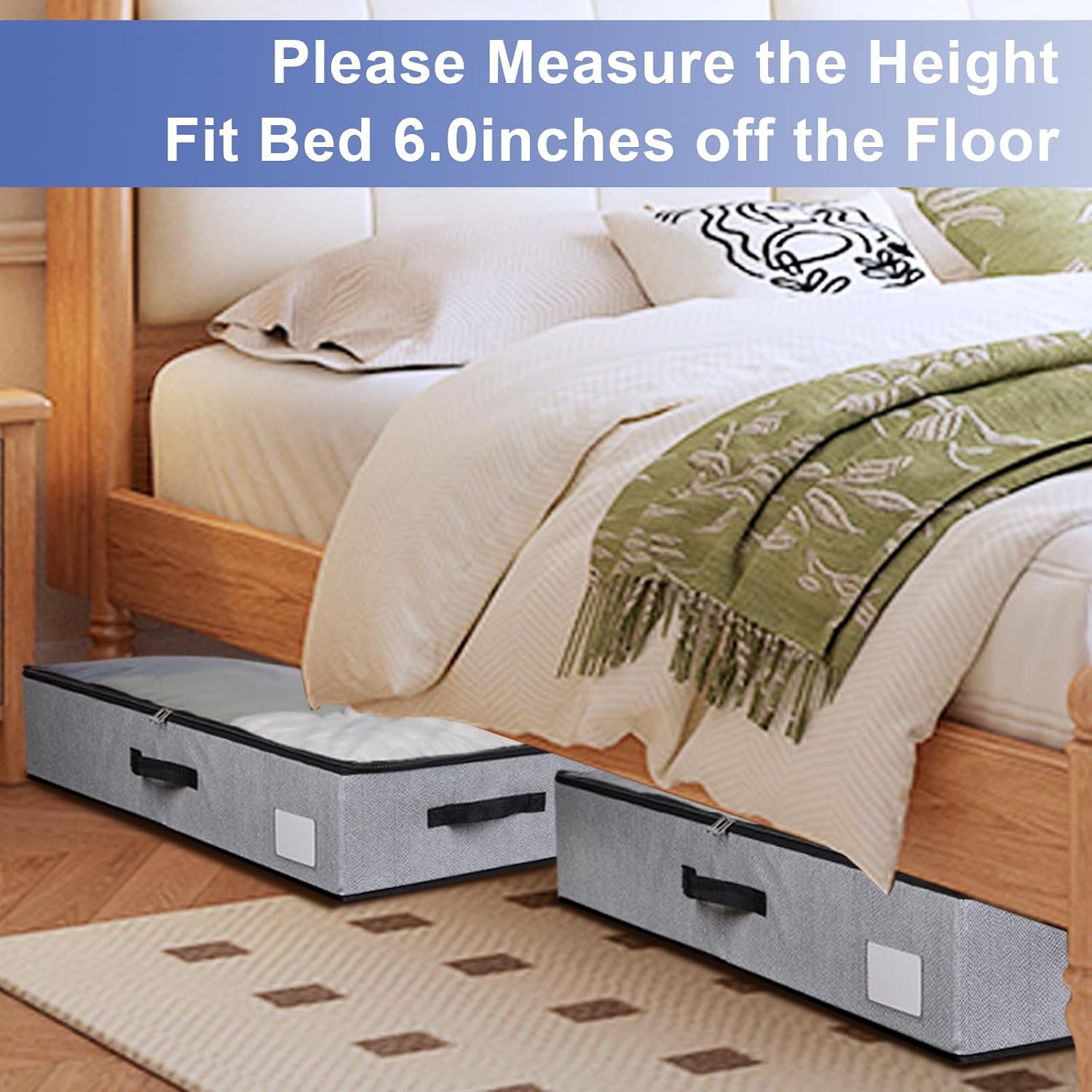 2 Pack Large Under Bed Storage Containers, Ultra-thick Fabric Underbed Bins