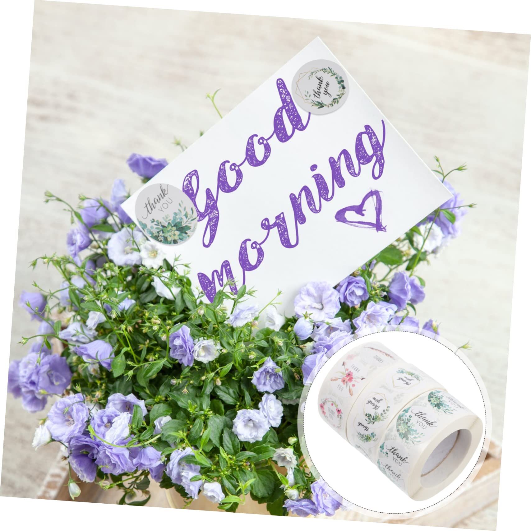 Tofficu 18rotoli Adesivi Ringraziamento Per Decorazioni Di Feste Di Stickers Autoadesivi Floral Per Buste Sacchetti e Regali Etichette Per Compleanni e Matrimoni