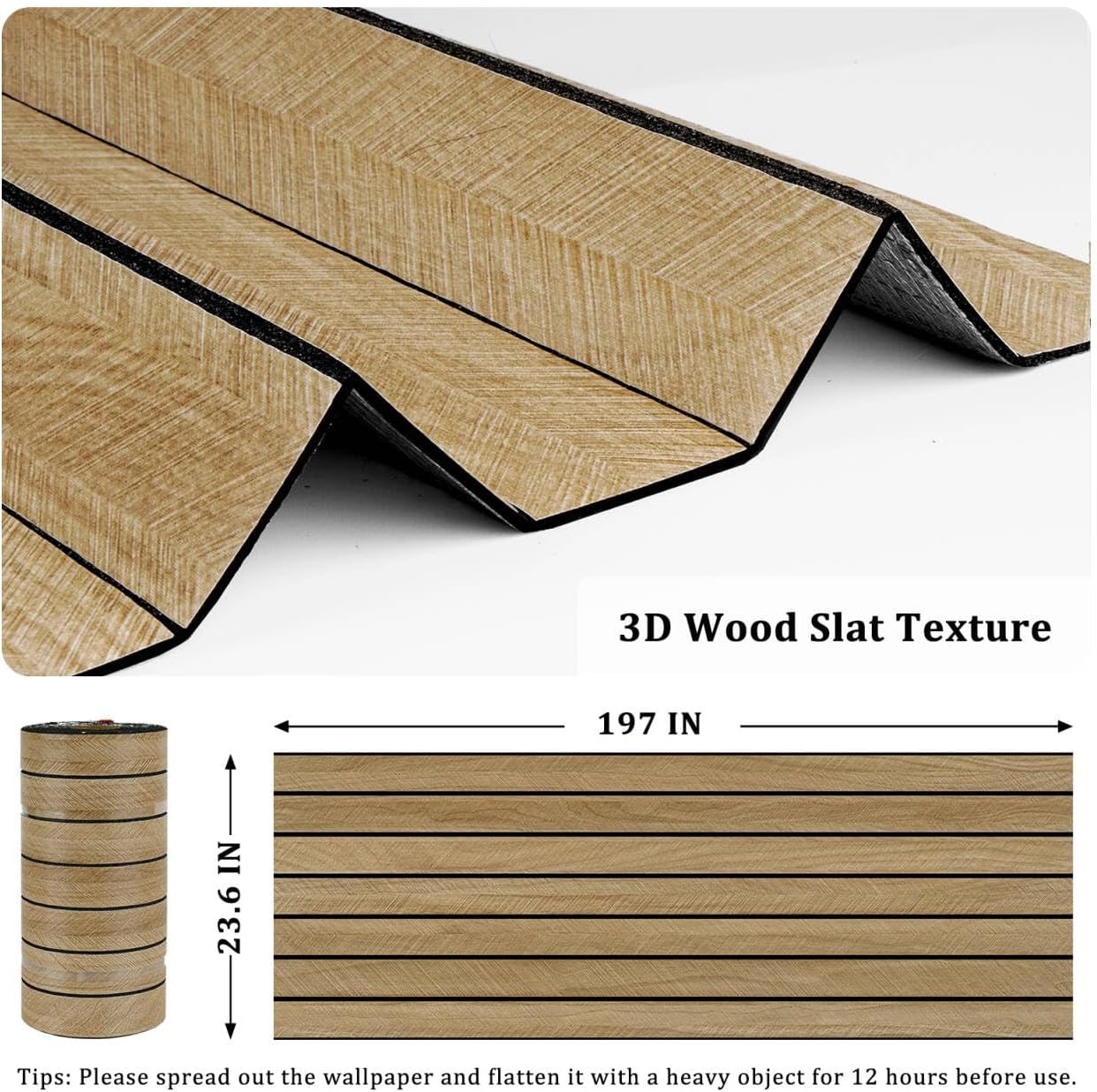 197x23.6 GRAY Wood Slat Wall Panels Self Adhesive Acoustic Slat Wall Paneling Peel and Stick Wood Panels Flexible Wooden Slats Wallpaper Roll for Interior Walls Decor Bedroom Living Room