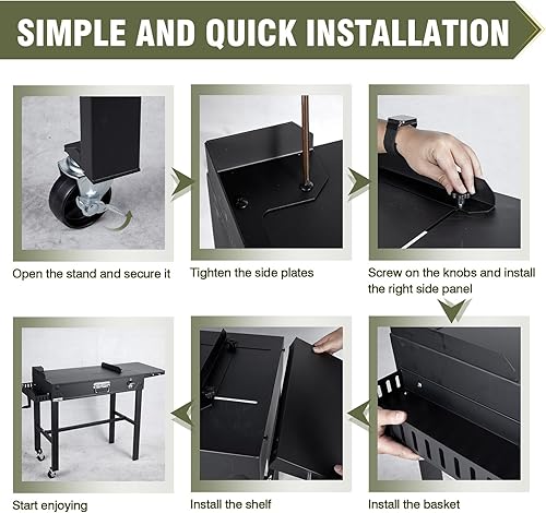 Miniatura 6 de Bestfire Mesa de parrilla resistente para exteriores con ruedas, carrito de cocina movible para parrillas, parrillas y cocinas al aire libre