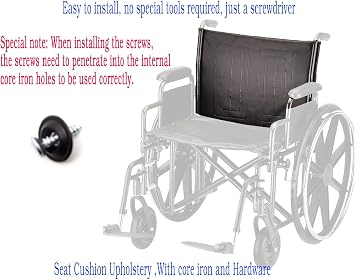 22 inch Wheelchair Back,Heavy-Duty Wheelchair Replacement Parts 22x18,Vinyl Back Upholstery,Embossed,W/Hardware,Suitable for K7,Bariatric Sentra EC wheelchairs(1Ea,Black)