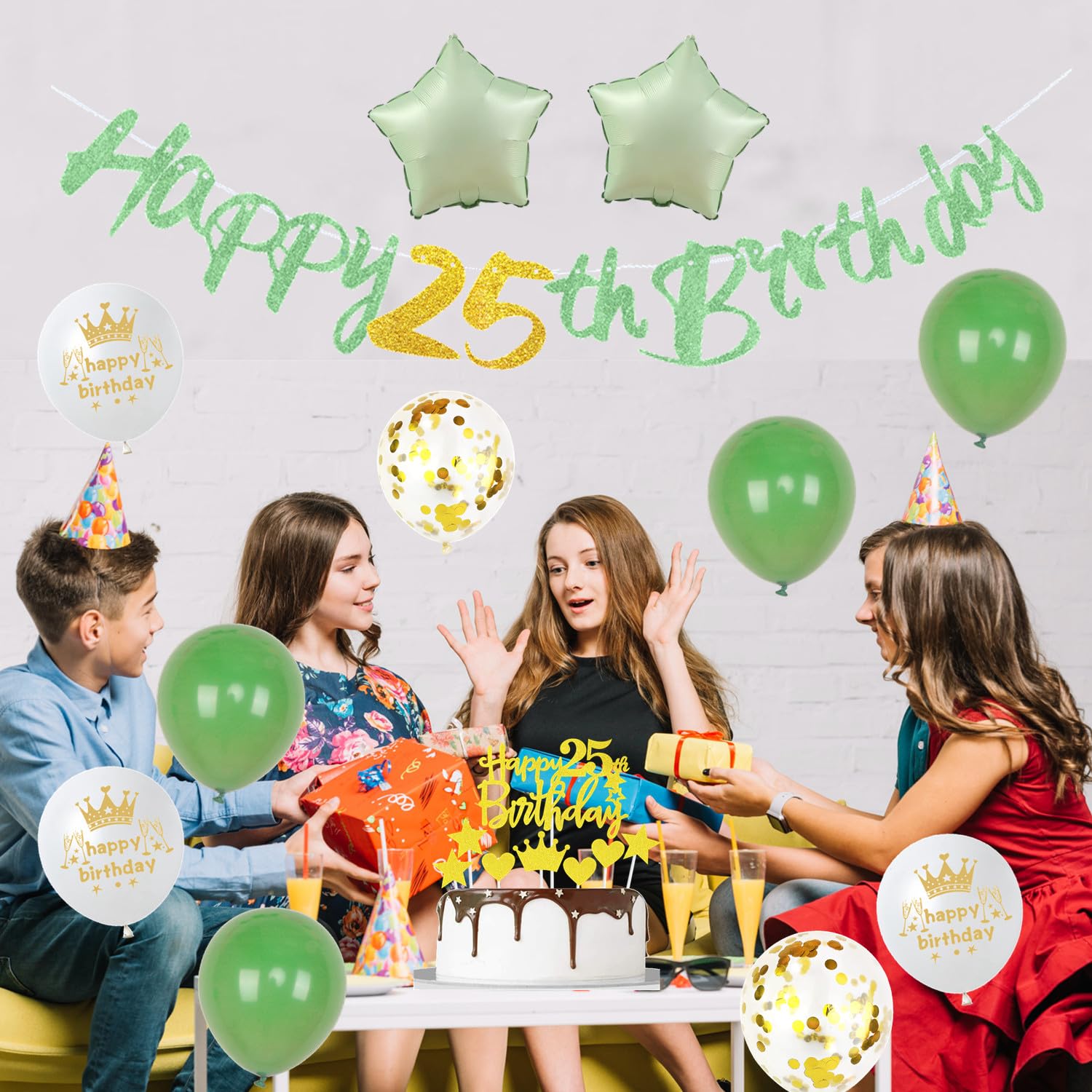 Set Decorazione Compleanno 27 Anni: 72 Pezzi Tra Palloncini Arcobaleno E Ghirlanda Happy Birthday - 4