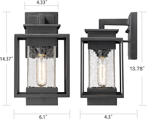Miniatura 7 de Juego de 3 luces para exteriores, juego de 3 luces a juego, luz de pared al aire libre, luces colgantes para porche al aire libre con cristal