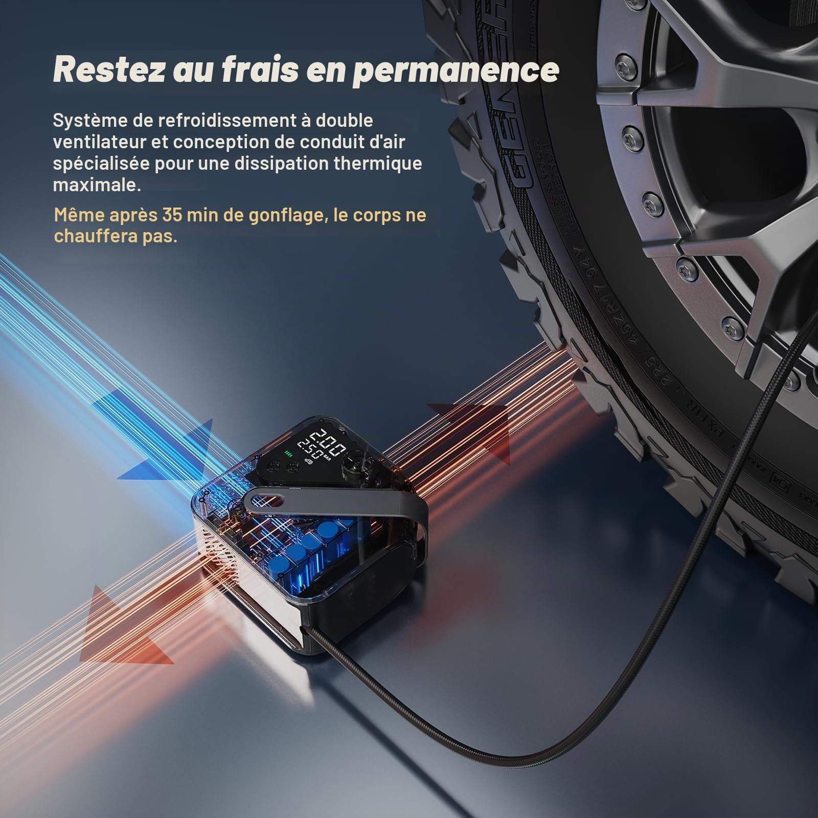 CYCPLUS AL7 Gonfleur Pneus Compresseur Haute Puissance Double Usage | 4X plus rapide, pour camions et pick-ups, design portable, véhicules lourds, objets gonflables, usage polyvalent