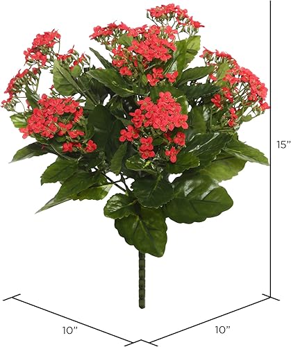 Miniatura 2 de Vickerman Arbusto Kanachoe artificial rojo de 15 pulgadas de largo  Decoración floral sintética de alta calidad para bodas o arreglos diarios