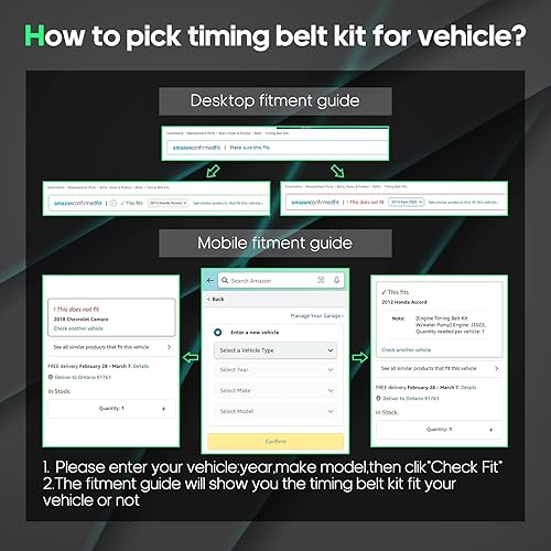 Miniatura 7 de SCITOO Kit tensor de bomba de agua con correa dentada para motor Jetta Golf 2.0L L4 SOHC AEG AVH AZG BEV 1998-2005