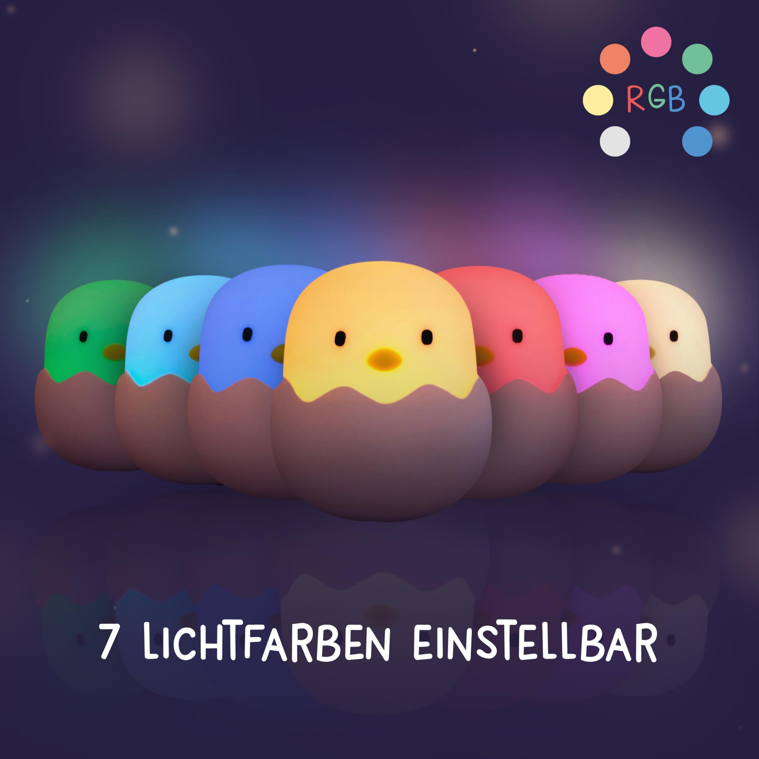 MegaLight LED Nachtlicht Kinder | Nachtlicht Baby ohne verschluckbare Kleinteile | Stilllicht dimmbar Touch | Nachtlampe USB Aufladung | Eggy Egg